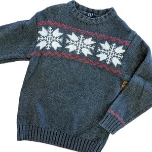 Gap Knitting Sweater Gray w/Snowflakes Sz M (7-8)